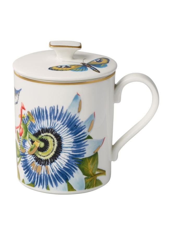 Amazonia Gifts Printed Mug With Lid White/Blue/Green