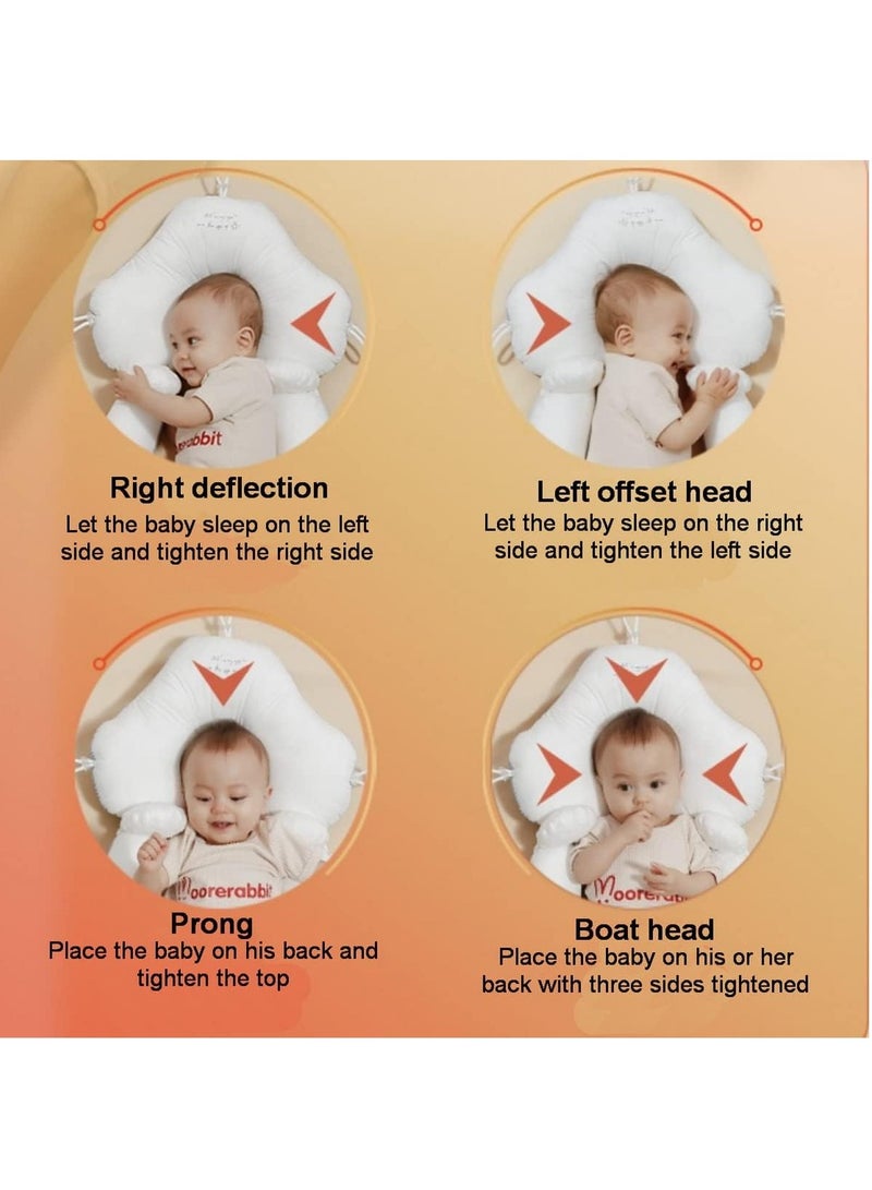 Infant Head Shaping Pillow Correction for Startling and Deviation Dual Use for Winter and Summer Adjustable Drawstring Machine Washable  For Babies 0 to 36 Months