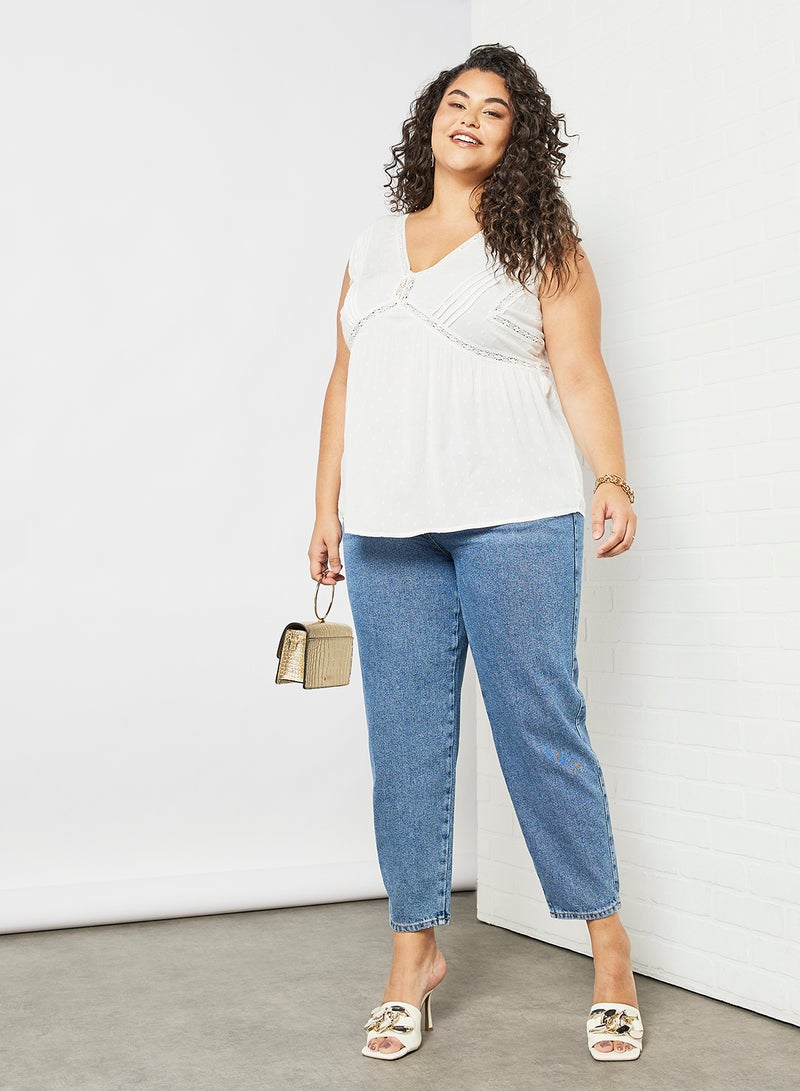 Curvy High Waist Ankle Grazer Jeans Blue