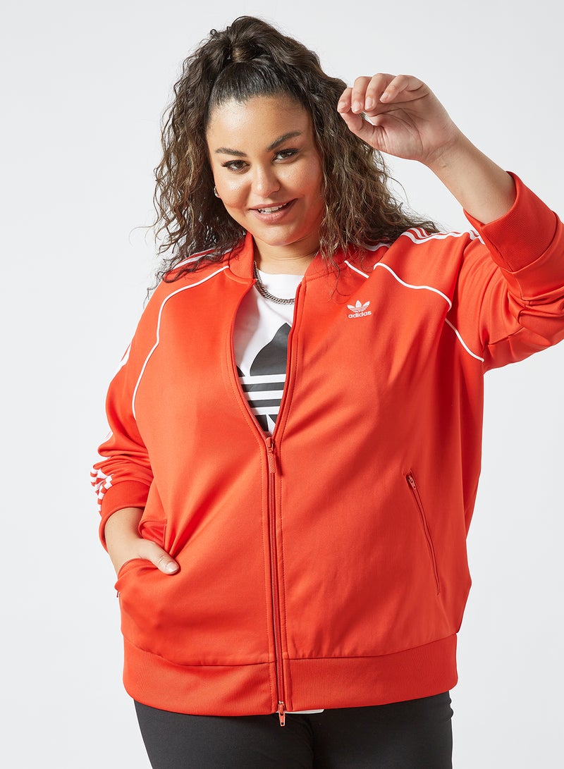 Plus Size Primeblue SST Track Jacket Red