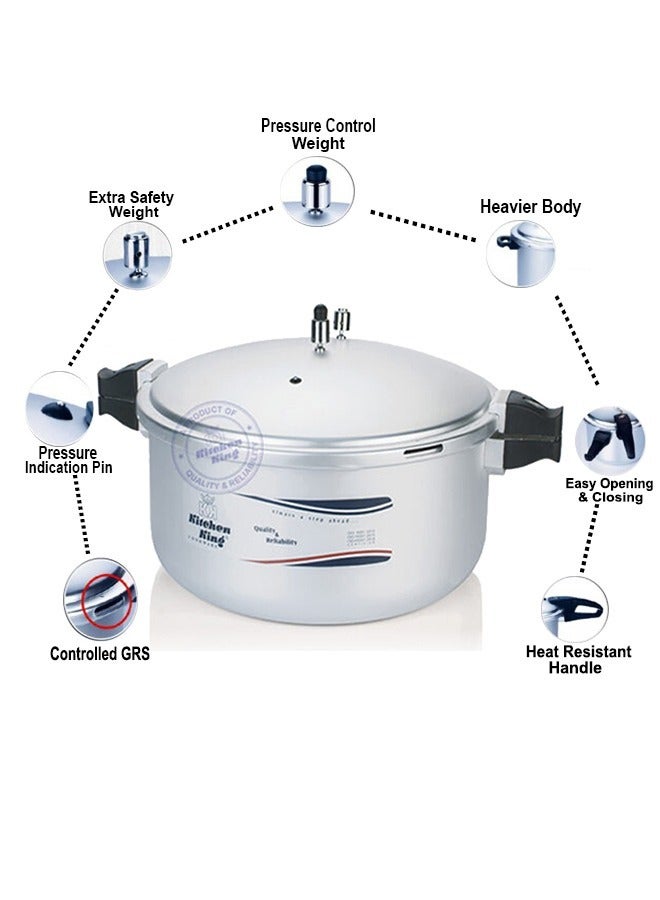 7Liters Kitchen King Blaze 7L Premium Pressure Cooker – Anodized Aluminium, High-Pressure Cooking, GRS Safety, Pressure Indicator, Extra Gas Kit, Multipurpose Use, Heavy Base, Easy Open Handle Silver
