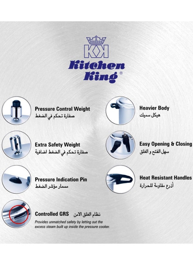 50Liters Kitchen King Blaze 50L Limited Edition Pressure Cooker – Premium Anodized Aluminium, High-Pressure Cooking, GRS Safety, Extra Gas Kit, Commercial Heavy Use, Easy Open, Gas Stove Compatible Silver