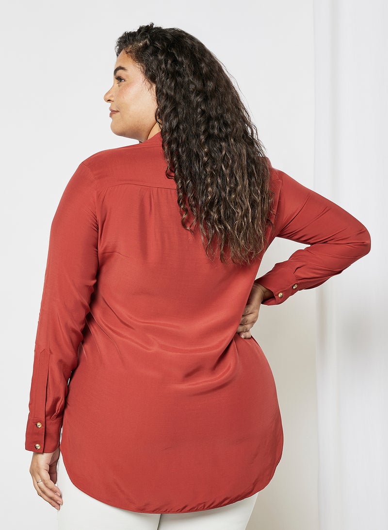 Plus Size Solid Top Burgandy