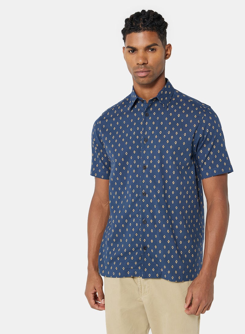 Diamond Print Shirt Navy