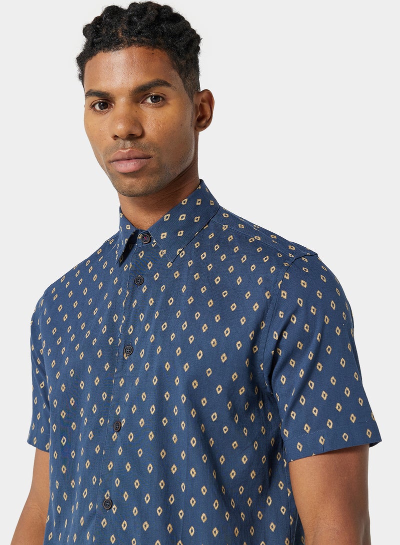 Diamond Print Shirt Navy