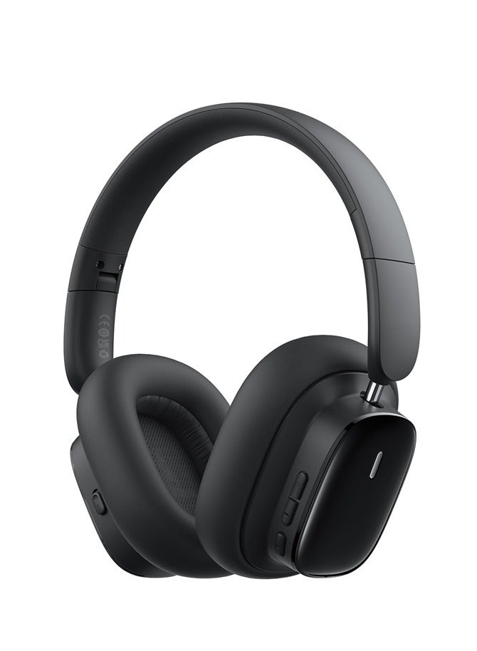 Hybrid ANC Wireless Headphones with Active Noise Cancellation, Hi-Res LHDC Audio, 100 Hours Playback, Bluetooth 5.3, Low Latency 0.038s, ENC Microphone, Comfortable Ergonomic Design, Multi-Device Connectivity, Foldable Lightweight Headset for iPhone, Samsung, Android, MacBook, Laptop, Gaming (Black) Black