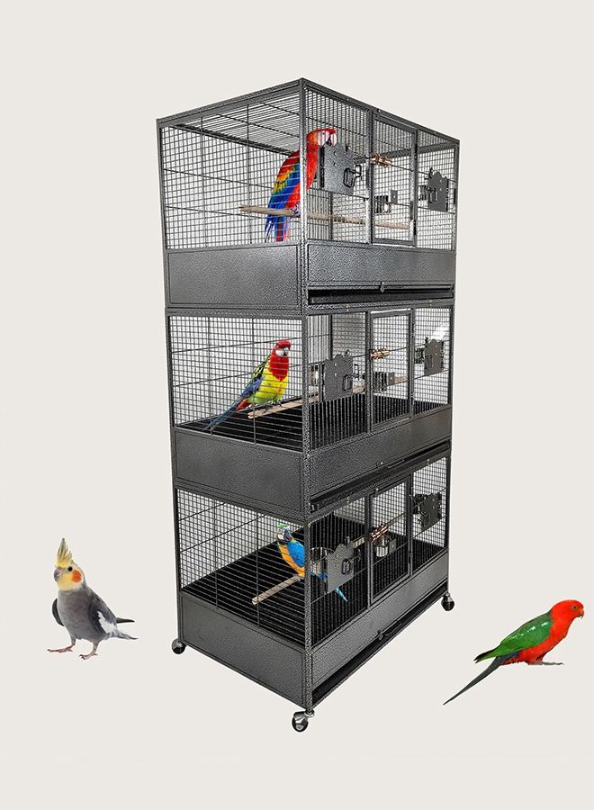 Bird Cage, Multiple Compartment Bird Cage, Strong cage, Modern cage, Birds House, Food Stainless steel Bowls, Beautiful design, Indoor use, Easy to Assemble, Black color cage, 186 cm height