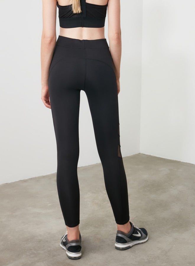 Mesh Panel Leggings Black