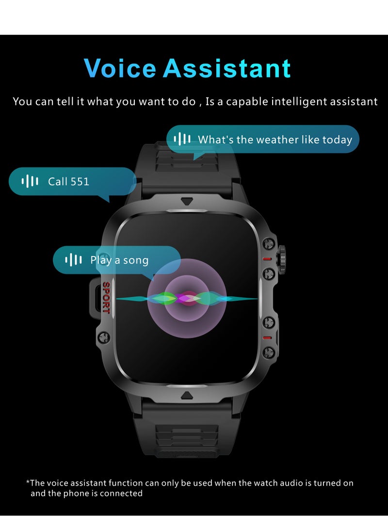 LIGE 1.96 HD Screen 420 mAh Sports Smart Watch Men Waterproof Bluetooth Calling Health Monitoring 100+ Sports Mode Men Smart Watches Steel Black
