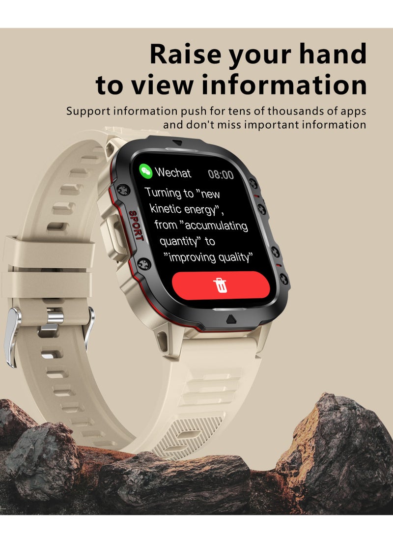 LIGE 1.96 HD Screen 420 mAh Sports Smart Watch Men Waterproof Bluetooth Calling Health Monitoring 100+ Sports Mode Men Smart Watches Steel Black