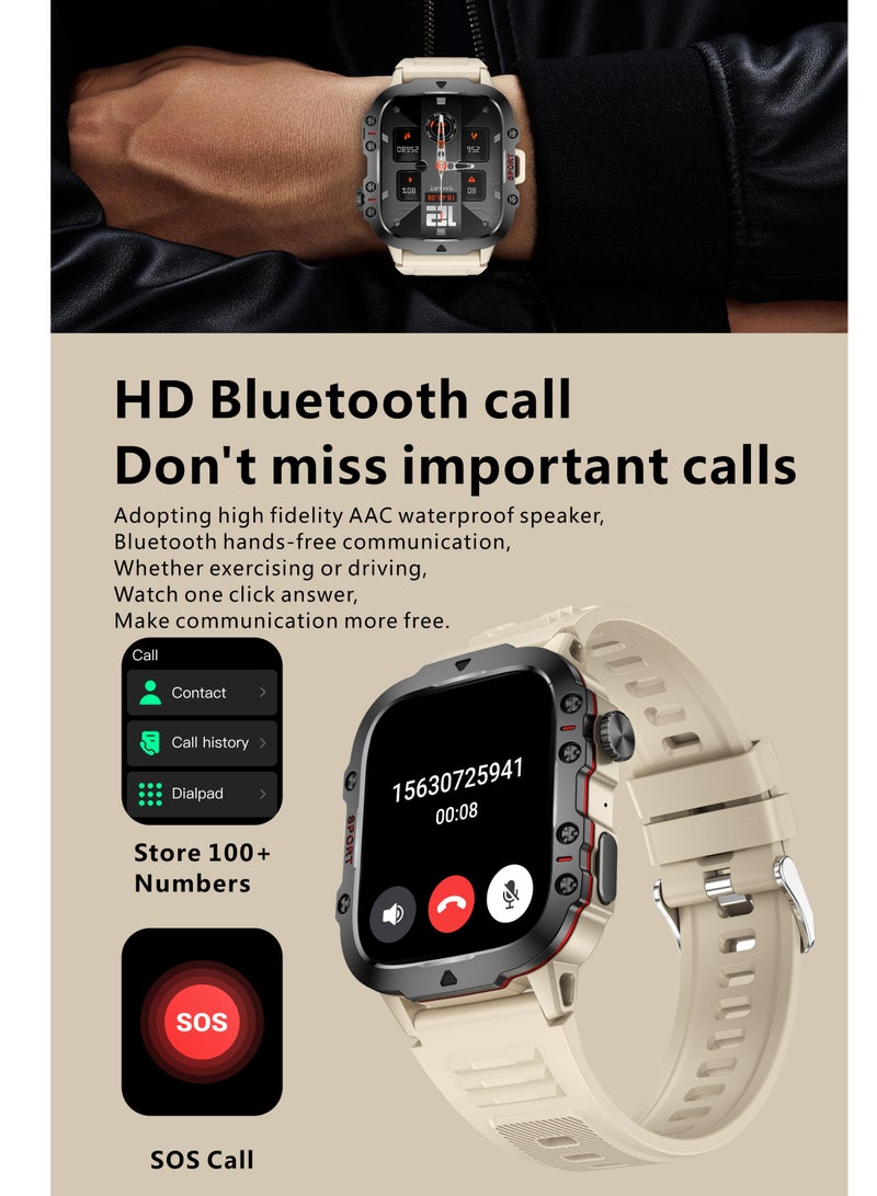 LIGE 1.96 HD Screen 420 mAh Sports Smart Watch Men Waterproof Bluetooth Calling Health Monitoring 100+ Sports Mode Men Smart Watches Steel Black