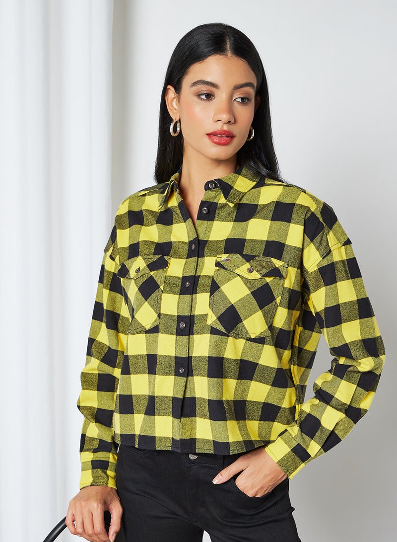 Gingham Check Relaxed Fit Shirt Star Fruit Yellow/Black