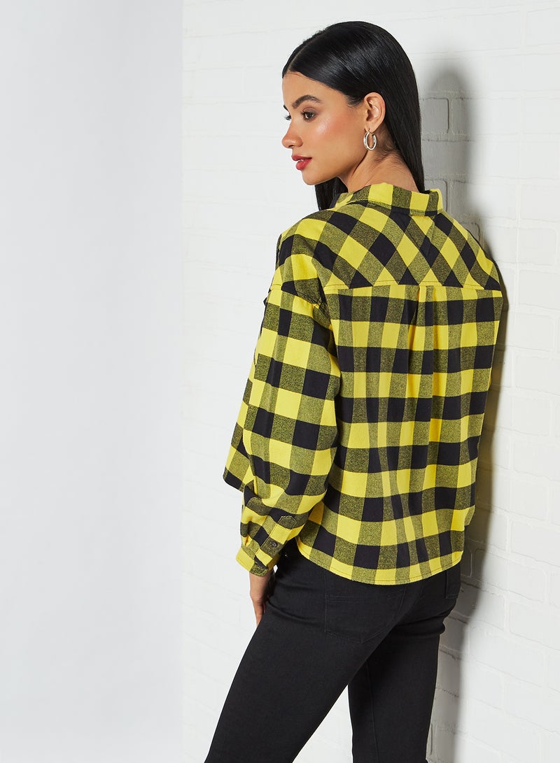 Gingham Check Relaxed Fit Shirt Star Fruit Yellow/Black