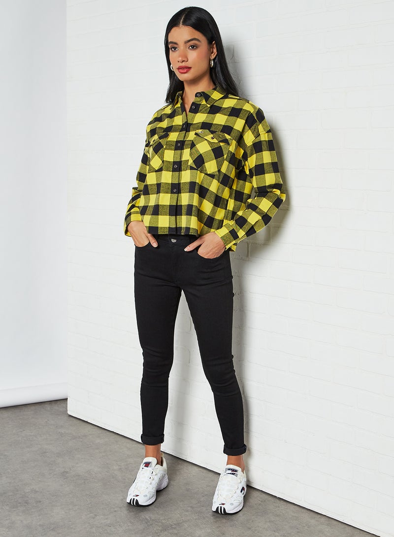 Gingham Check Relaxed Fit Shirt Star Fruit Yellow/Black