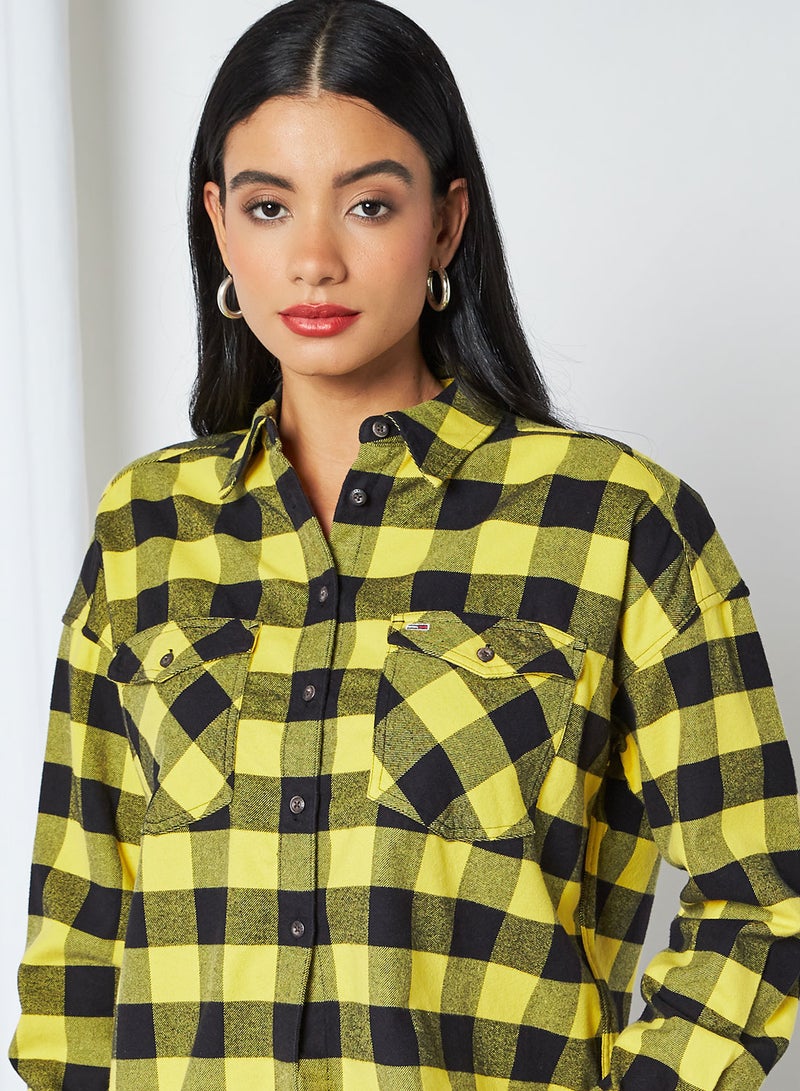 Gingham Check Relaxed Fit Shirt Star Fruit Yellow/Black