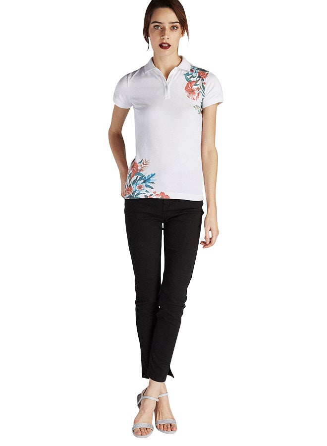 Slim Fit Floral Pique Polo Shirt Print