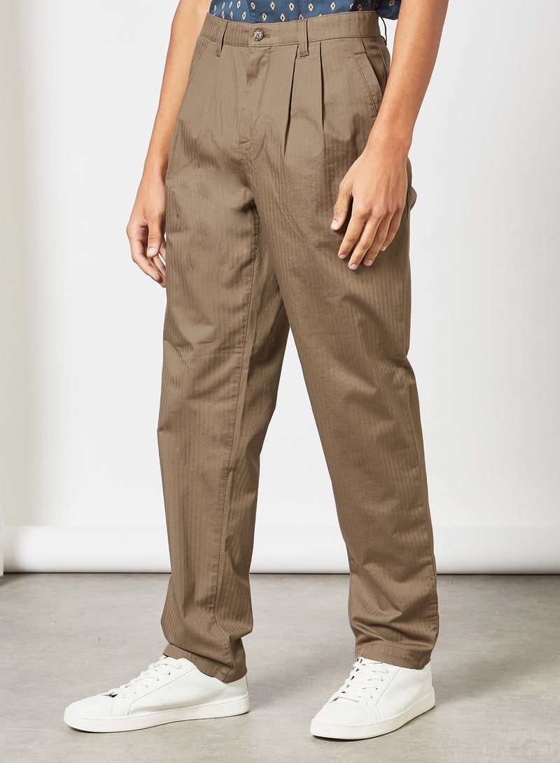 Pleated Trousers Brown