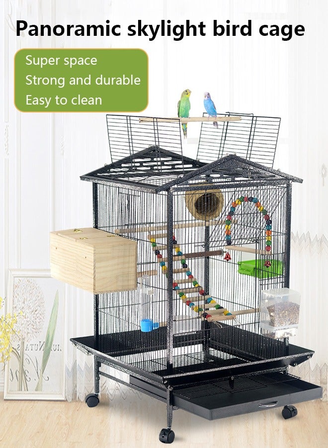 Bird Cage Large Luxury Parrot Cage Portable Bird Carrier Cage with Rolling Stand