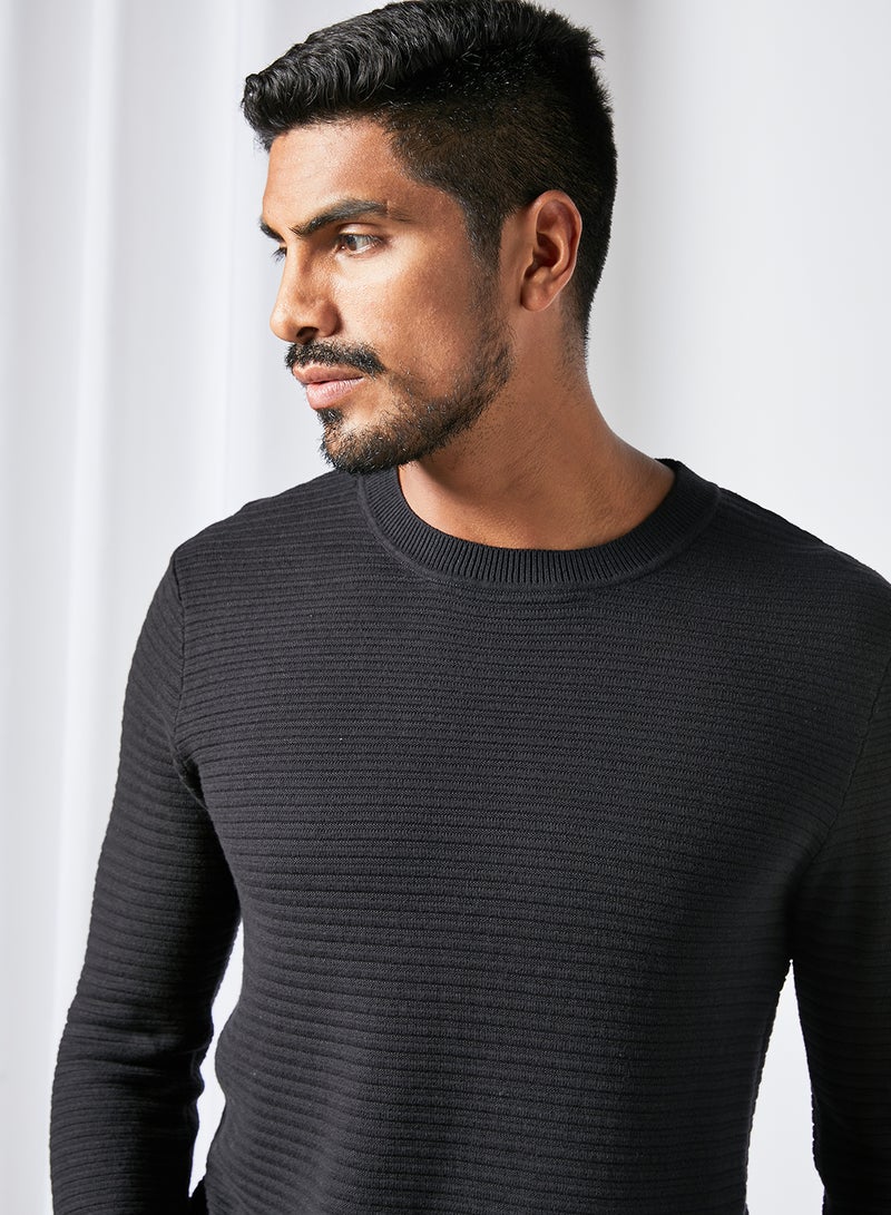 Knit Crew Neck Sweater Black