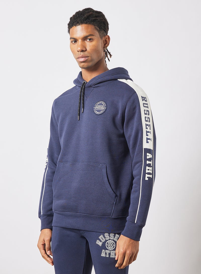 Collegiate Piped Pullover Hoodie Navy