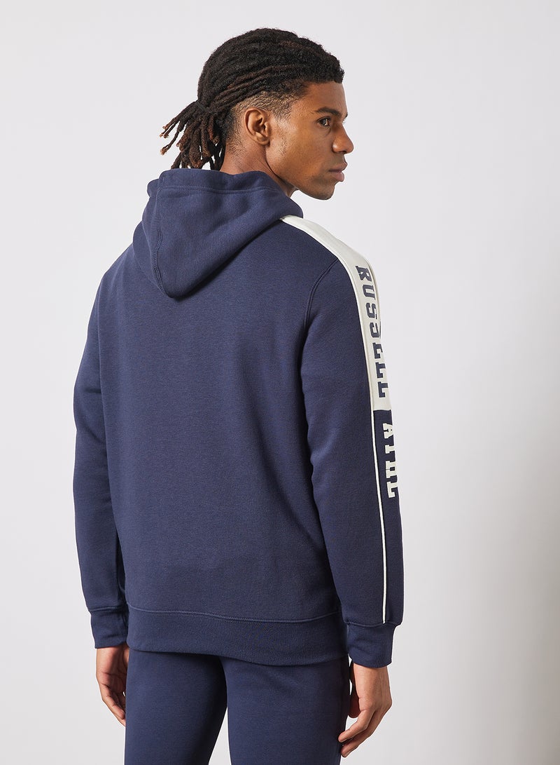 Collegiate Piped Pullover Hoodie Navy