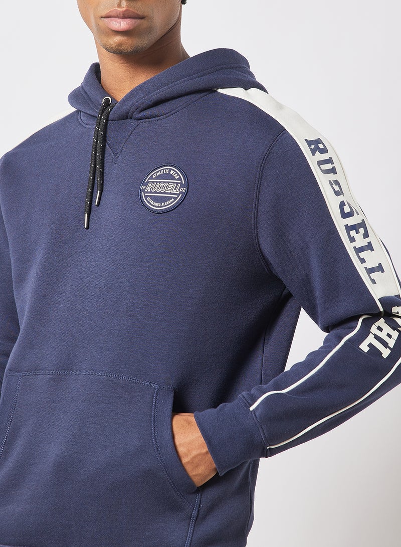 Collegiate Piped Pullover Hoodie Navy