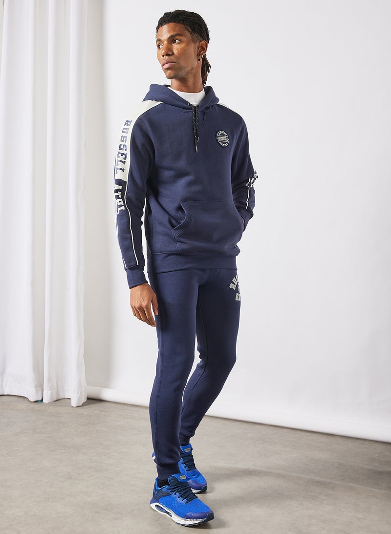 Collegiate Piped Pullover Hoodie Navy