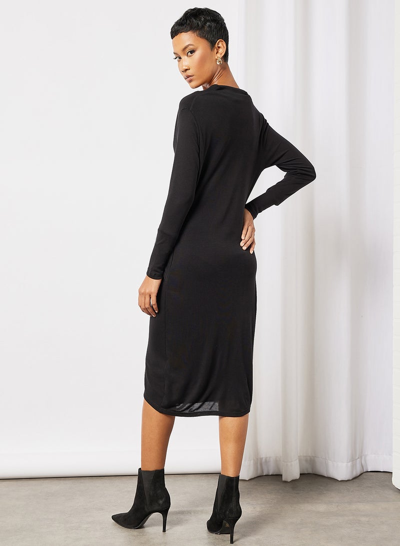 Wrap Midi Dress Black