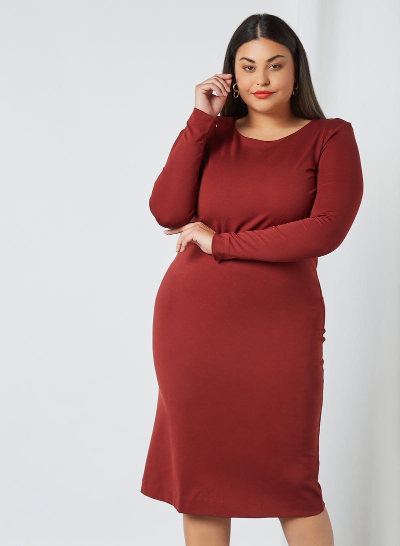 Plus Size Shift Dress Burgundy