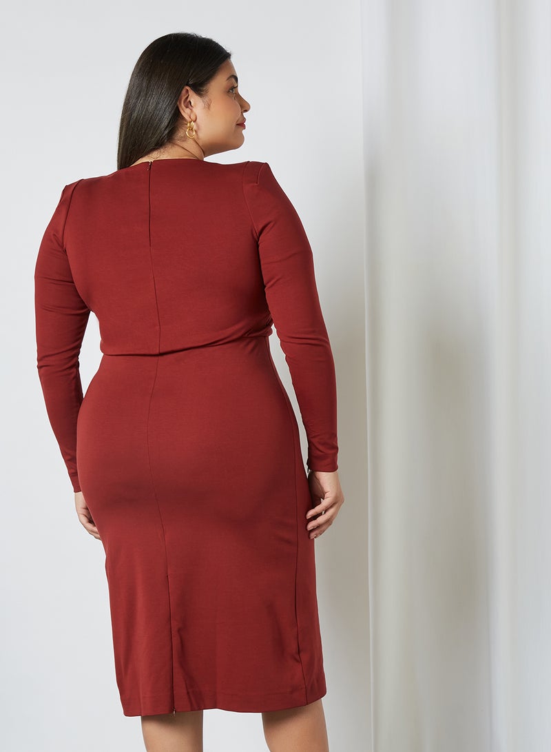 Plus Size Shift Dress Burgundy