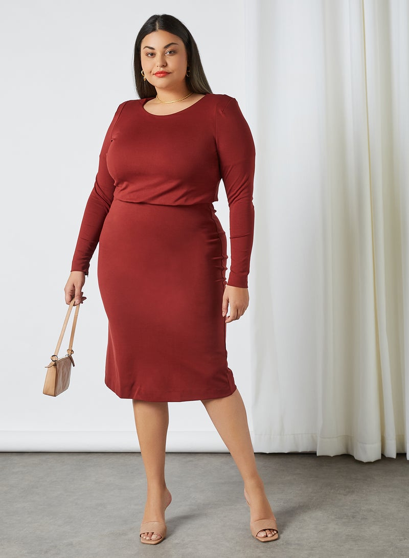 Plus Size Shift Dress Burgundy