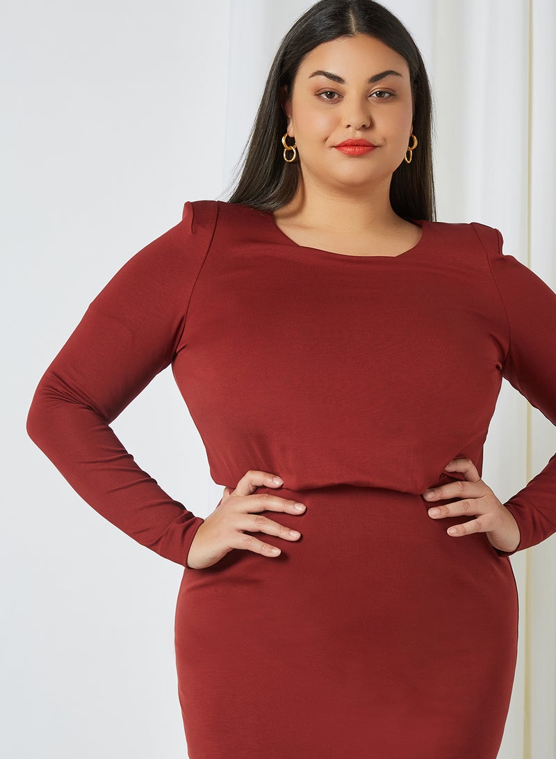 Plus Size Shift Dress Burgundy