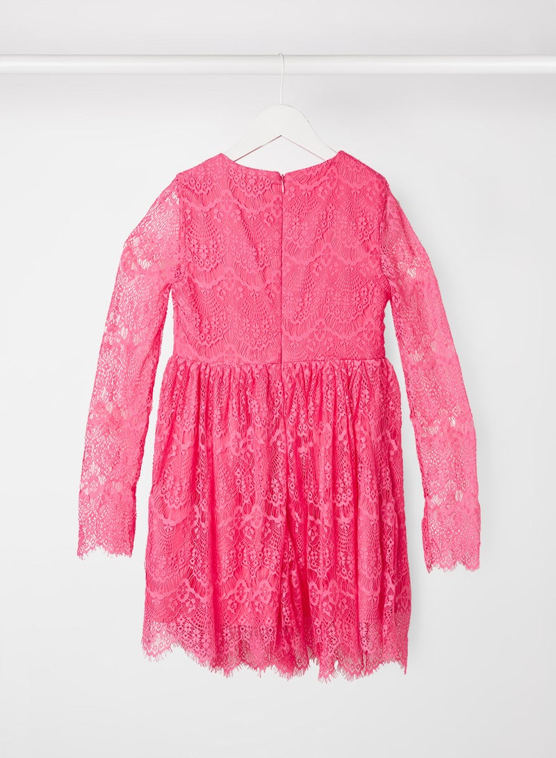 Kids/Teen Gertrude Lace Dress Fuschia