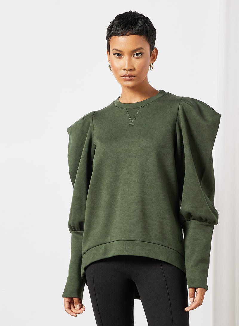 Cherida Exaggerated Sleeve Sweatshirt Green