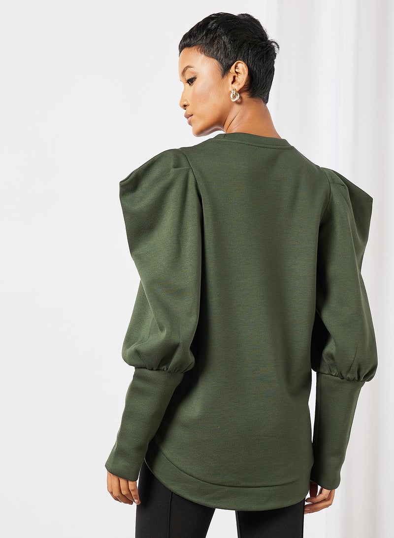 Cherida Exaggerated Sleeve Sweatshirt Green