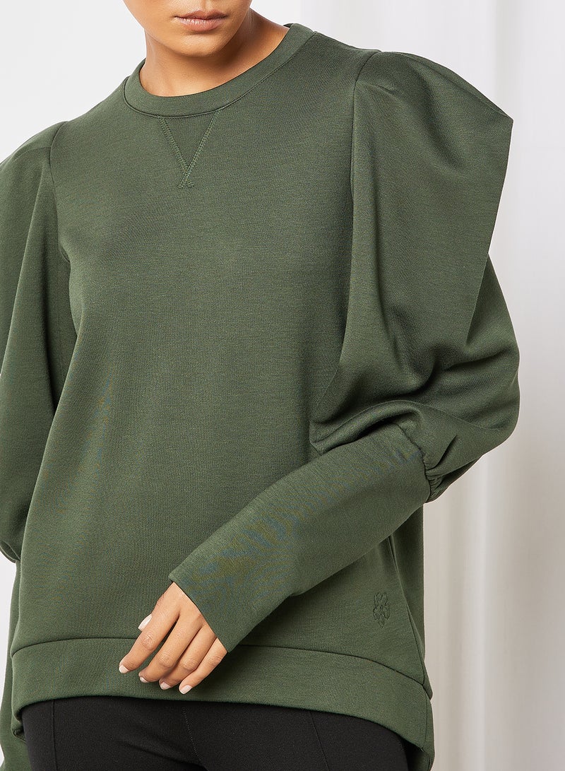 Cherida Exaggerated Sleeve Sweatshirt Green