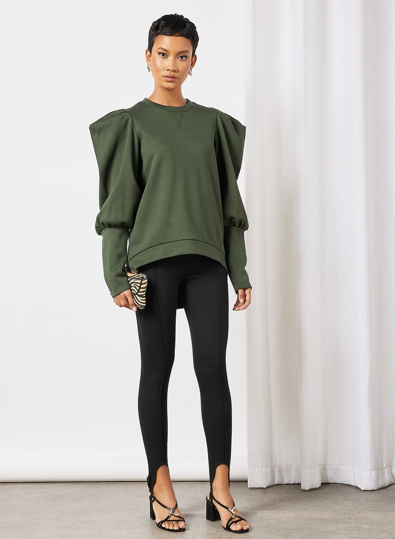 Cherida Exaggerated Sleeve Sweatshirt Green