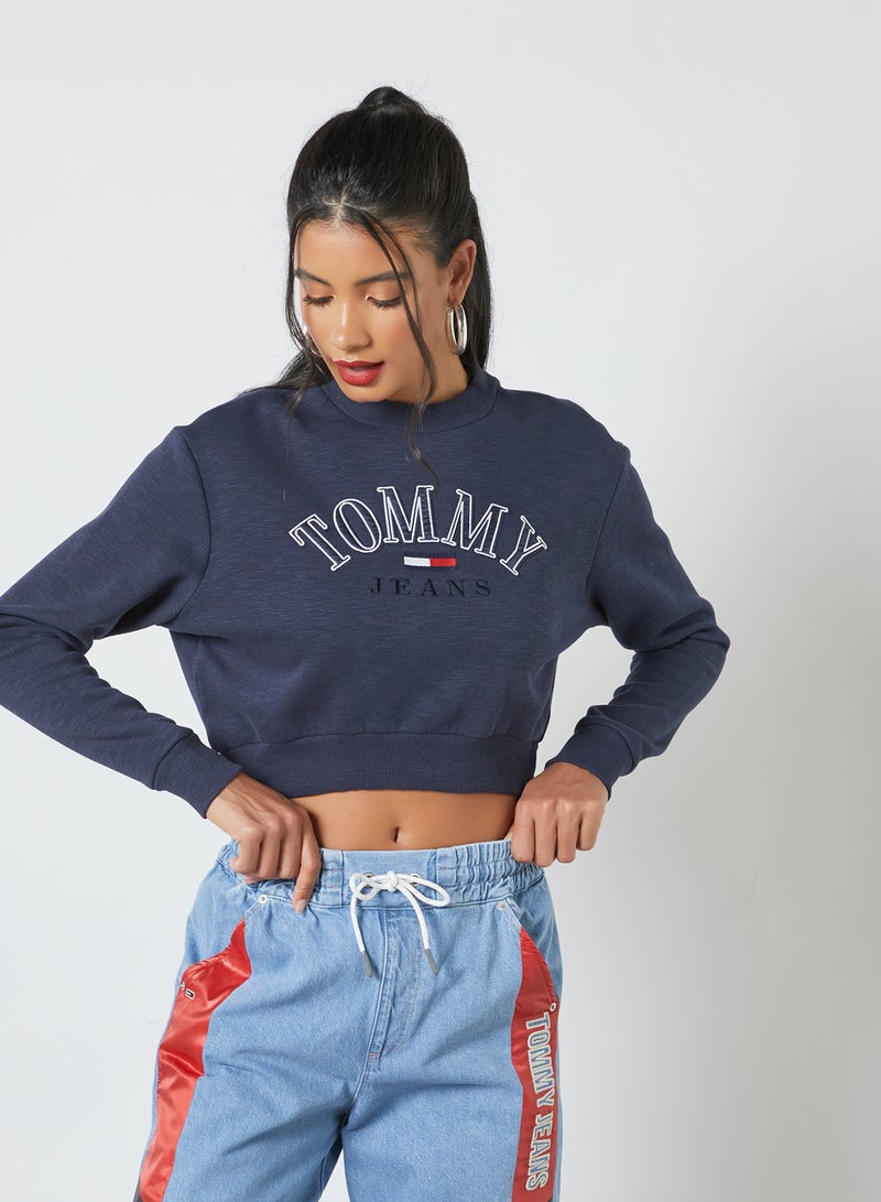 Logo Cropped Sweatshirt Twilight Navy