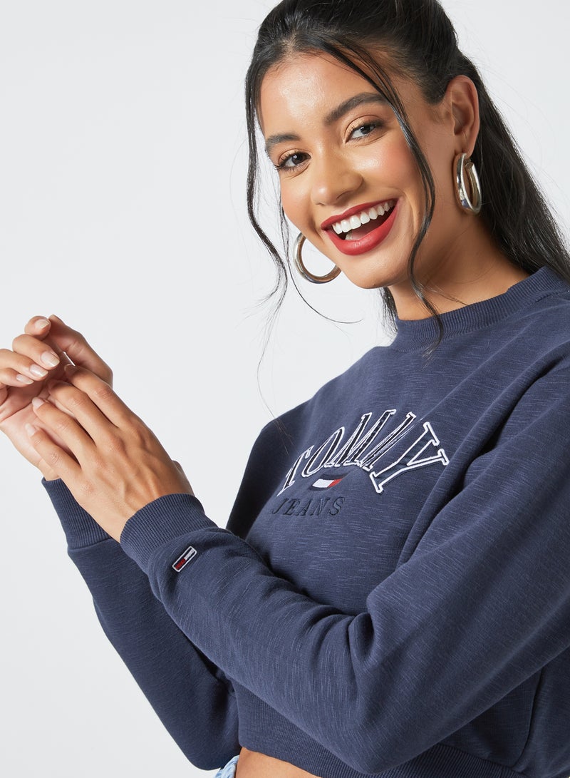 Logo Cropped Sweatshirt Twilight Navy