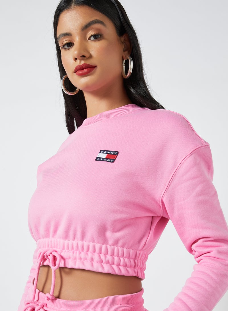 Logo Badge Cropped Sweatshirt Pink Daisy