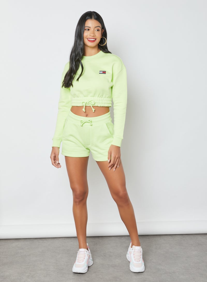 Logo Badge Cropped Sweatshirt Faded Lime