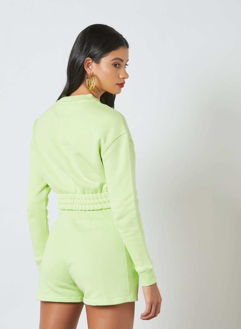 Logo Badge Cropped Sweatshirt Faded Lime