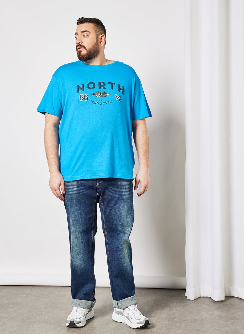 Plus Size Washed Regular Jeans Blue