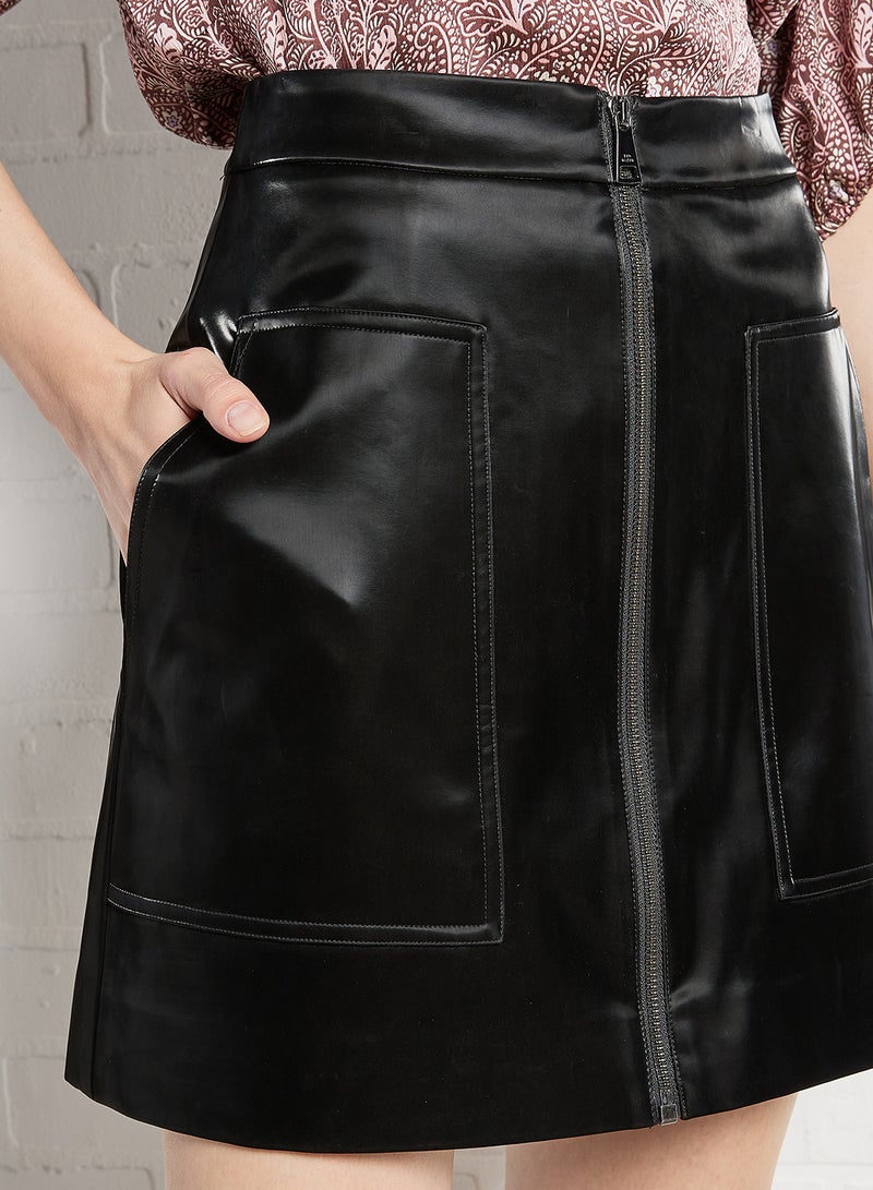 Vinyl Utility Mini Skirt Black