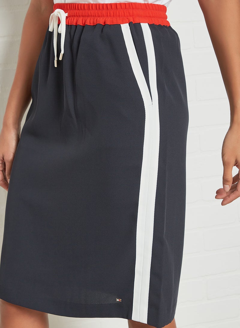 Side Stripe Drawstring Skirt Desert Sky/Fireworks/White