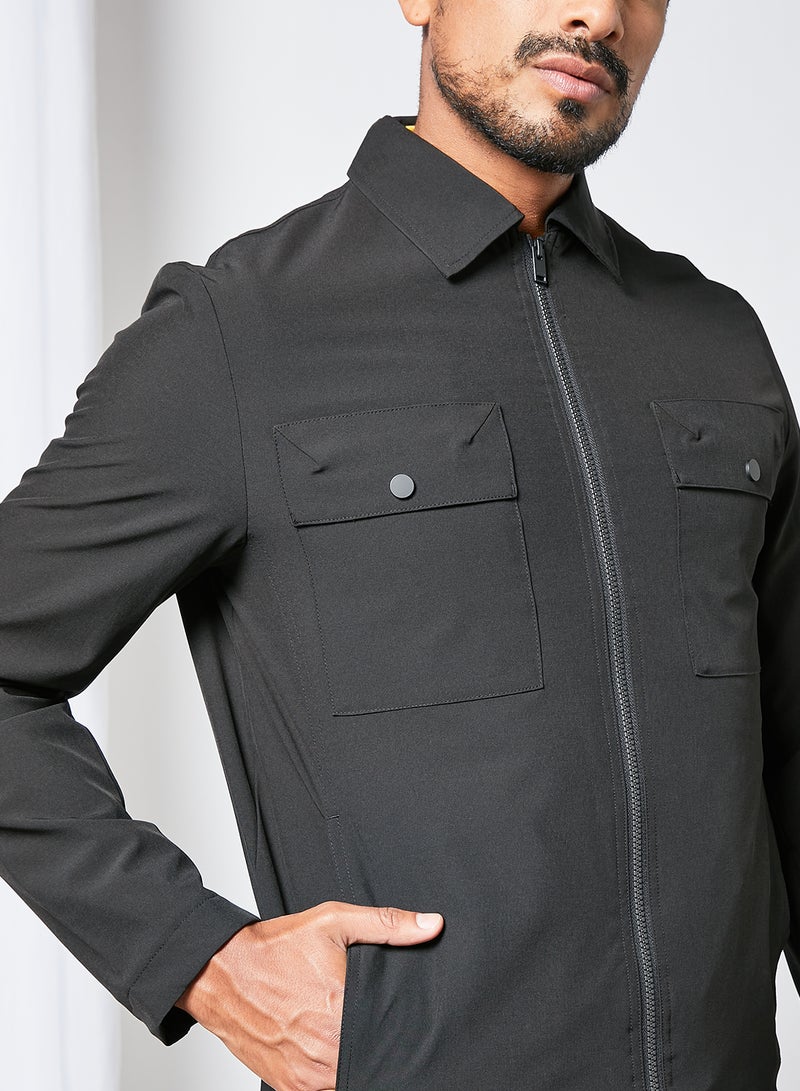 Pocket Zip-Up Jacket Black