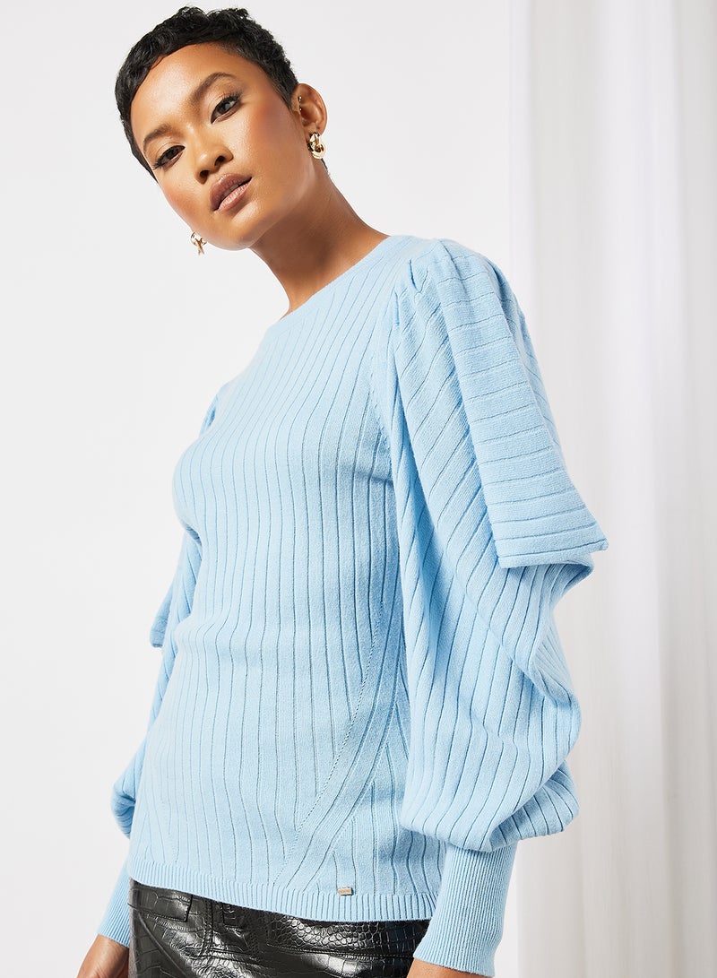 Draped Sleeve Sweater Light Blue