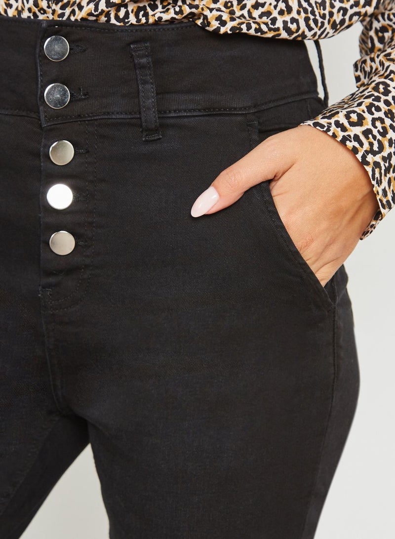 Button Detail Skinny Jeans