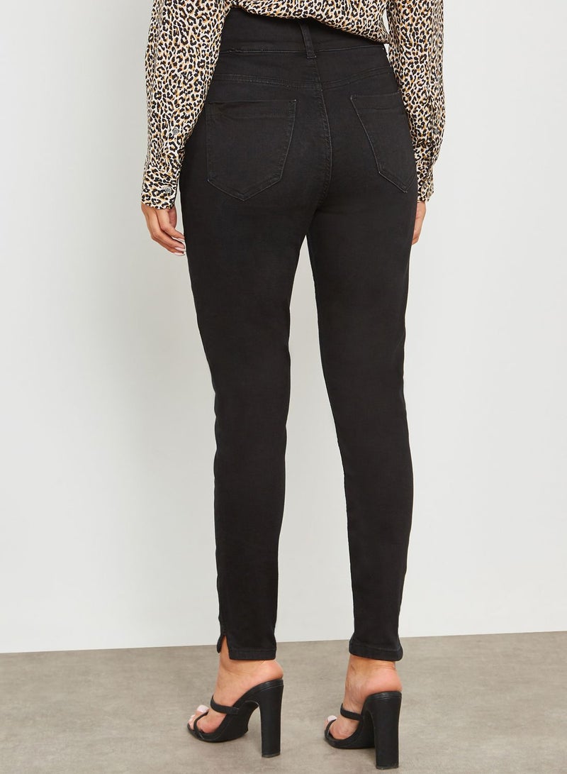 Button Detail Skinny Jeans