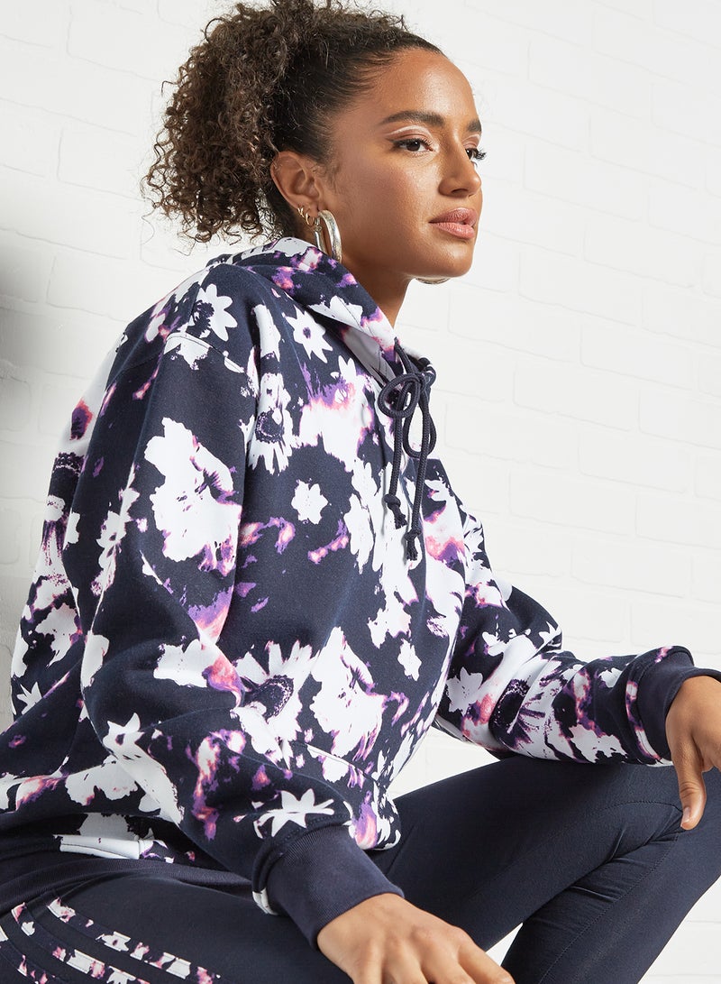 Floral Hoodie Navy